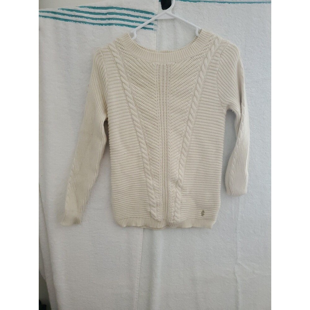 Juicy Couture Women's Small Ivory Pullover Sweater Cable Knit Cotton Blend Sz XS